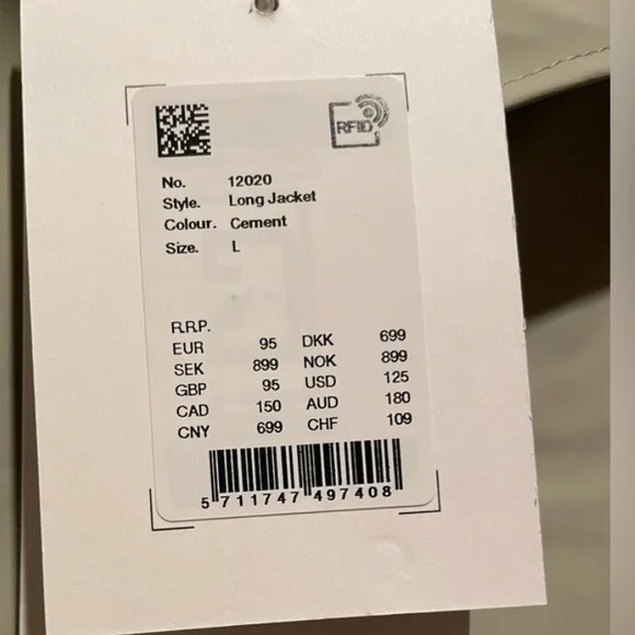 RAINS Long Jacket ☔️ Cement ☔️ Color: cement ☔️ unisex ☔️ Size Large - Picture 8 of 8